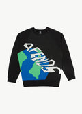 Orbital - Recycled Raglan Knitted Crew Neck Jumper | Black-Image 5