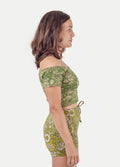 Organic Cotton Crop Tee | Green Floral-Image 2
