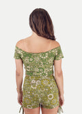 Organic Cotton Crop Tee | Green Floral-Image 3