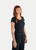 Organic Hemp Bamboo Scoop Tee | Black-Image 2