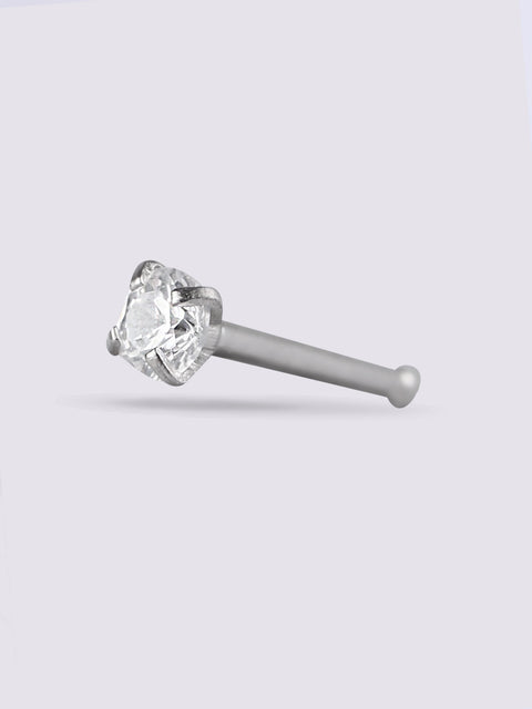 Prong Set Clear Gem Nose Bone 20G
