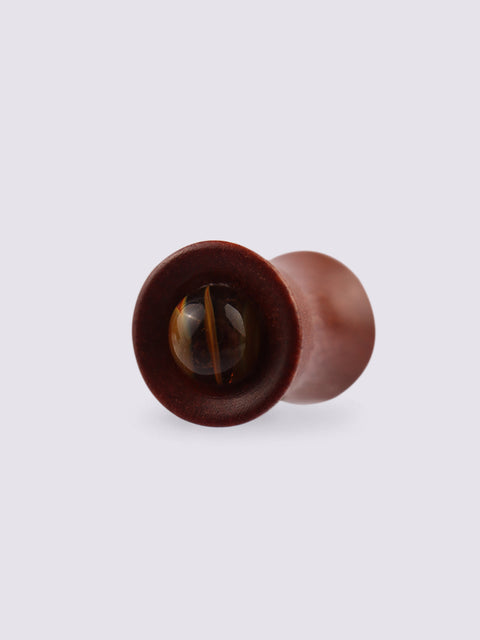 Red Saba Wood Tiger Glass Plug 6mm