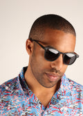 Retro Thin Frame Square Polarised Sunglasses | Matte Black-Image 3