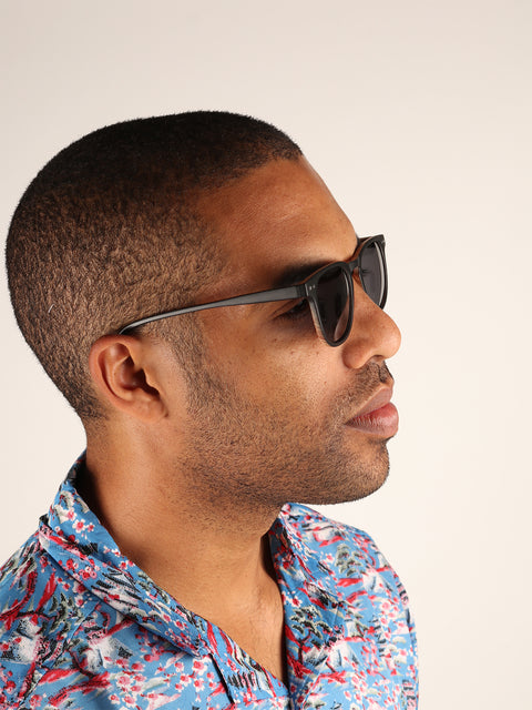 Retro Thin Frame Square Polarised Sunglasses