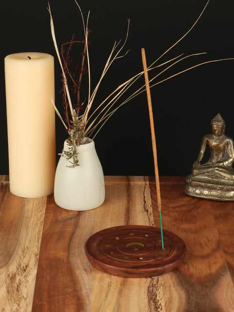 Round Incense Holder Moon & Star