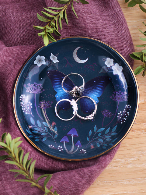 Round Midnight Moth Trinket Dish