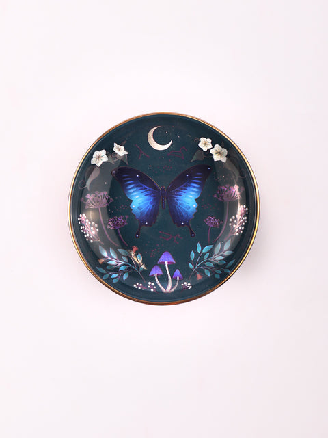 Round Midnight Moth Trinket Dish