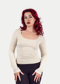 Organic Hemp Bamboo Ribbed Scoop L/S Tee | Birch-Image 1