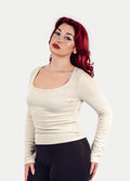 Organic Hemp Bamboo Ribbed Scoop L/S Tee | Birch-Image 2