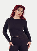 Organic Hemp Bamboo Ribbed L/S Tee | Black-Image 1