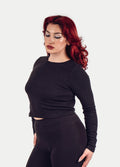 Organic Hemp Bamboo Ribbed L/S Tee | Black-Image 2