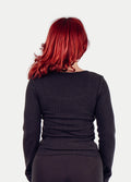 Organic Hemp Bamboo Ribbed Scoop L/S Tee | Black-Image 3