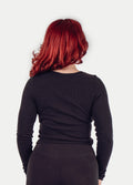 Organic Hemp Bamboo Ribbed L/S Tee | Black-Image 3