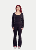 Organic Hemp Bamboo Ribbed Scoop L/S Tee | Black-Image 4