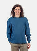 Unisex Organic Hemp Waffle L/S Tee | Ink Blue-Image 1