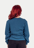 Unisex Organic Hemp Waffle L/S Tee | Ink Blue-Image 6