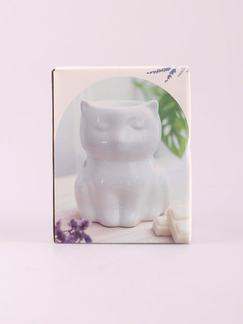 Shiny White Cat Oil Burner