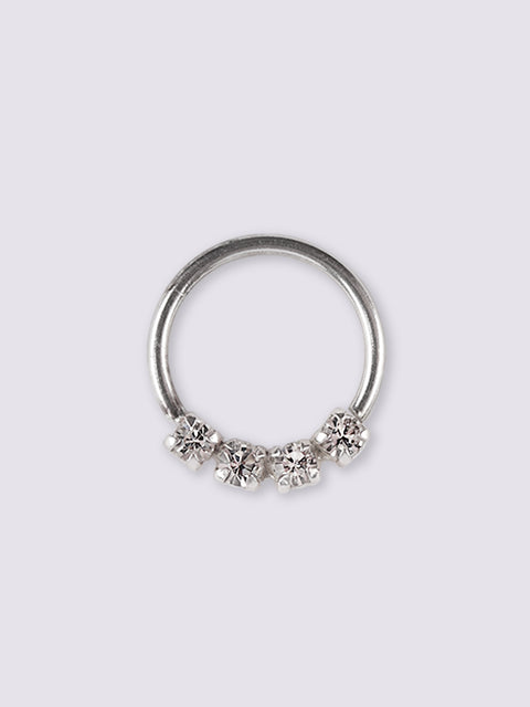Six Gem Sterling Silver Split Ring 18G