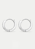 Sterling Silver CZ Crystal Huggie Hoop Earrings | Silver-Image 1