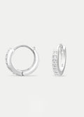 Sterling Silver CZ Crystal Huggie Hoop Earrings | Silver-Image 2