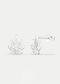 Sterling Silver Cannabis Leaf Gem Stud Earrings | Silver-Image 2