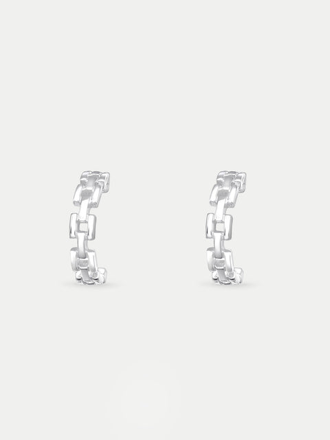 Sterling Silver Chain Hoop Drop Stud Earrings