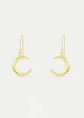 Sterling Silver Crescent Moon Drop Earring | Gold-Image 1