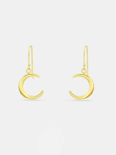 Sterling Silver Crescent Moon Drop Earring