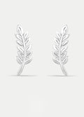 Sterling Silver Fern Stud Earrings | Silver-Image 1