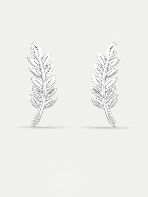 Sterling Silver Fern Stud Earrings