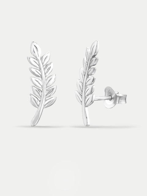 Sterling Silver Fern Stud Earrings