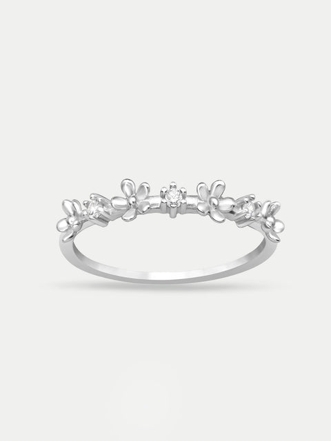 Sterling Silver Flower Band Ring