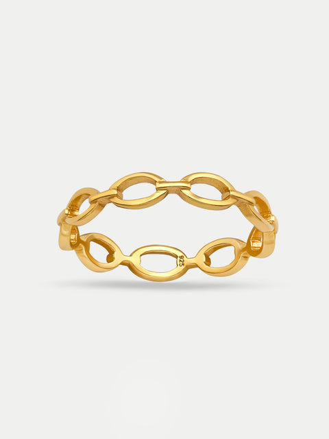 Sterling Silver Gold Plated Chain Link Ring