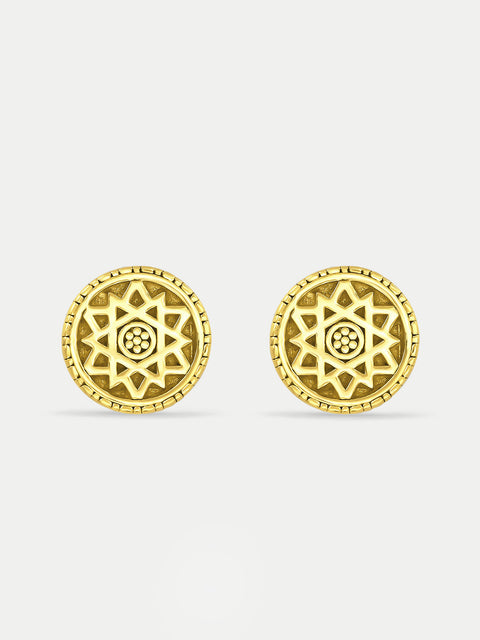 Sterling Silver Gold Plated Gold Disc Stud Earrings
