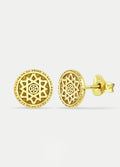 Sterling Silver Gold Plated Gold Disc Stud Earrings | Gold-Image 2