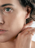 Sterling Silver Gold Plated Opal 3 Gem Stud Earrings | White-Image 3