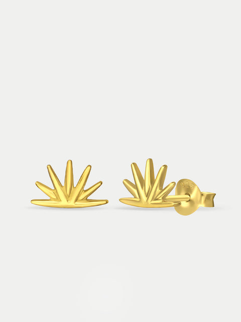 Sterling Silver Gold Plated Sunray Stud Earrings