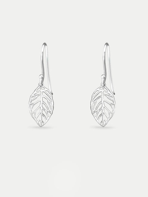 Sterling Silver Monstera Leaf Drop Earrings