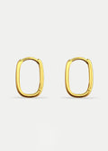 Sterling Silver Oval Huggie Hoop Earrings | Gold-Image 1
