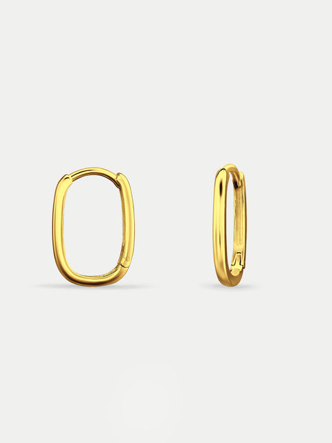 Sterling Silver Oval Huggie Hoop Earrings