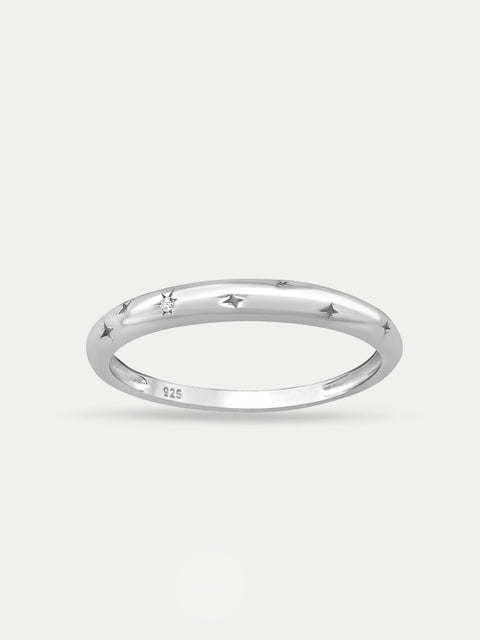 Sterling Silver Star Band Ring