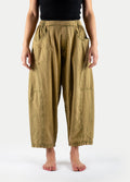 Stonewashed Cotton Barrel Pants | Stone Olive-Image 1