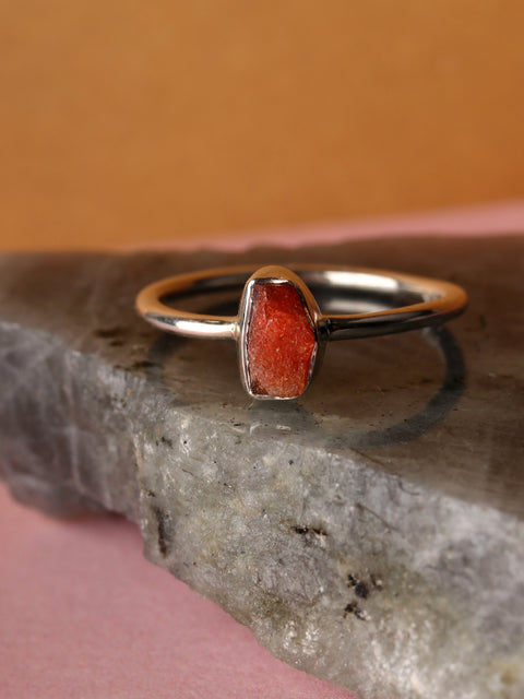 Sunstone Rough Sterling Silver Ring