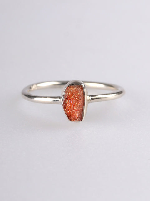 Sunstone Rough Sterling Silver Ring