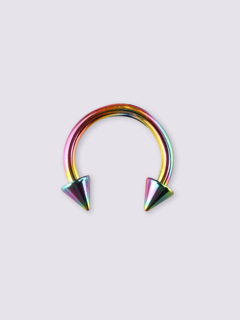 Titanium Plated Spike Horseshoe 16G