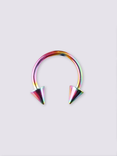 Titanium Plated Spike Horseshoe 16G