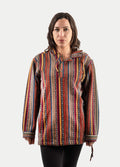 Unisex Cotton Gheri Hoody | Brown Red Stripe-Image 1