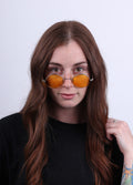 Wireframe Round Lennon Sunglasses | Yellow-Image 3